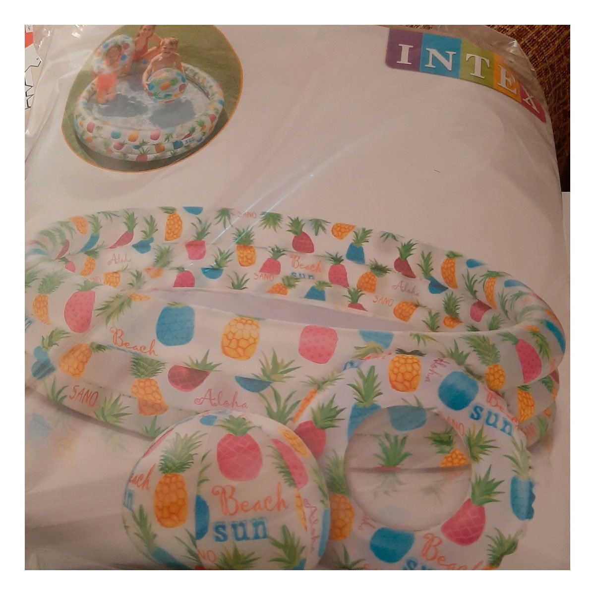 PACK6 PILETA INFLABLE PARA CASA TROPICAL DECORATIVO Y JUEGO REFRESCANTE Y+PAPEL REGALO - 2
