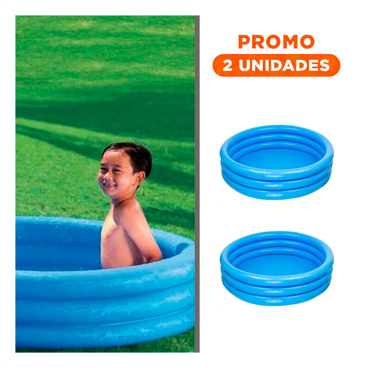 PACK2 ZONA DE AGUA AZUL CRISTAL INFANTIL 114 X 25 CM PARA USO DIARIO EN ESPACIOS ABIERTOS - 1