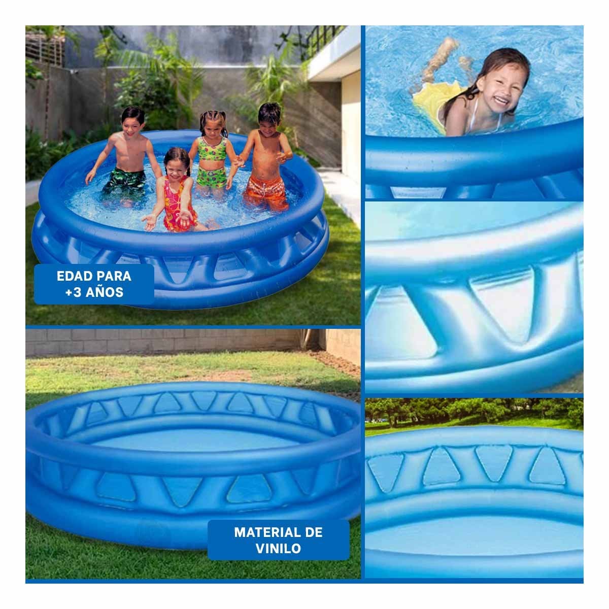 PACK4 PILETA INFLABLE REDONDA PARA HOGAR CON BASE SUAVE Y FACIL INSTALACION Y+REGALO STICKER - 2
