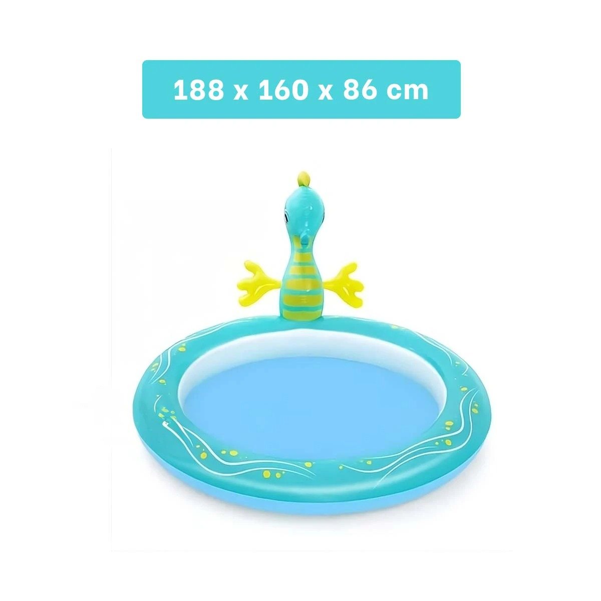 PACK2 PILETA INFLABLE CABALLITO DE MAR PARA HOGAR FAMILIAR CON ESTILO MARINO Y+REGALO STICKER - 4