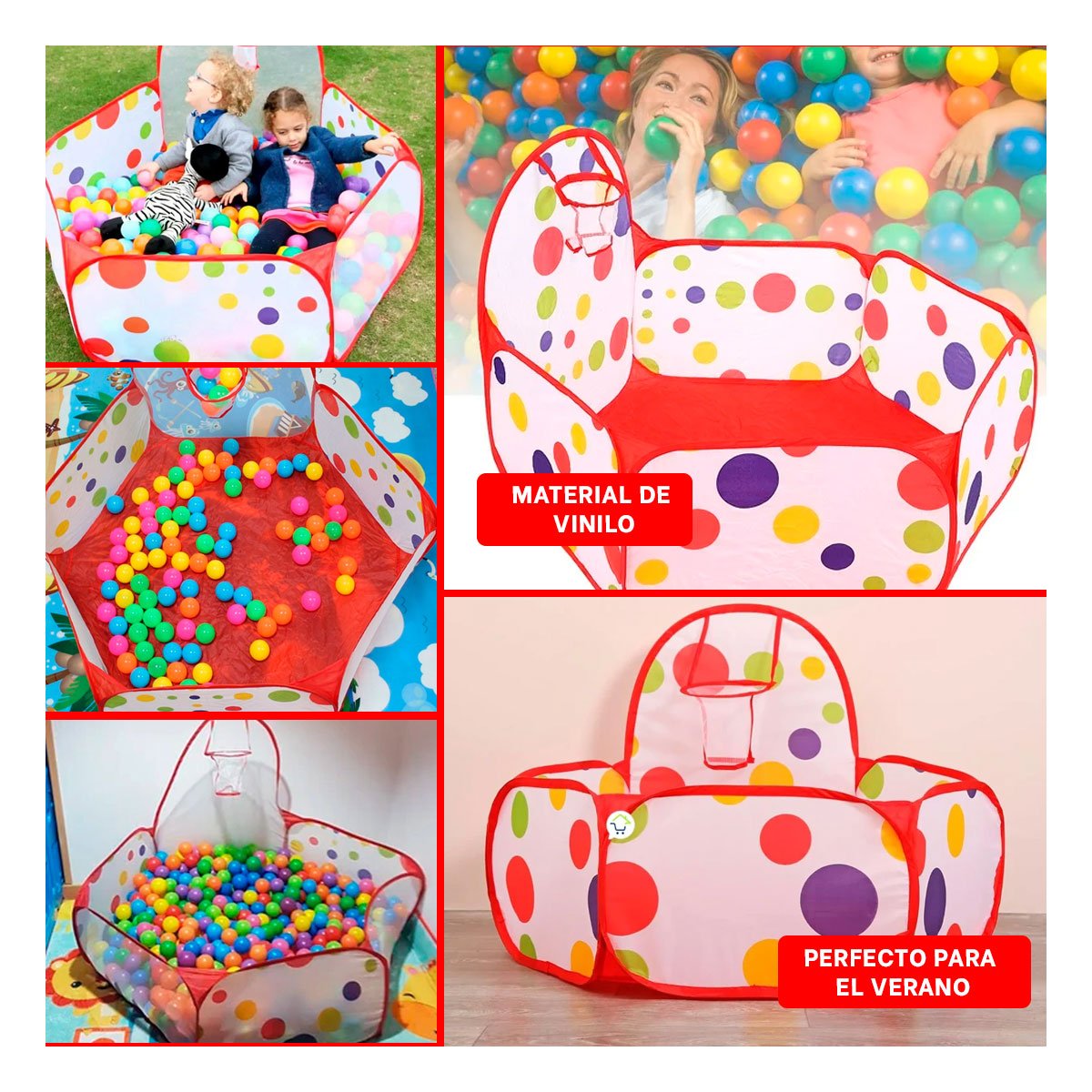 PACK6 PARQUE INFANTIL DE PELOTAS PARA CASA Y HOGAR CON ESTILO FESTIVO Y+PAPEL REGALO - 3