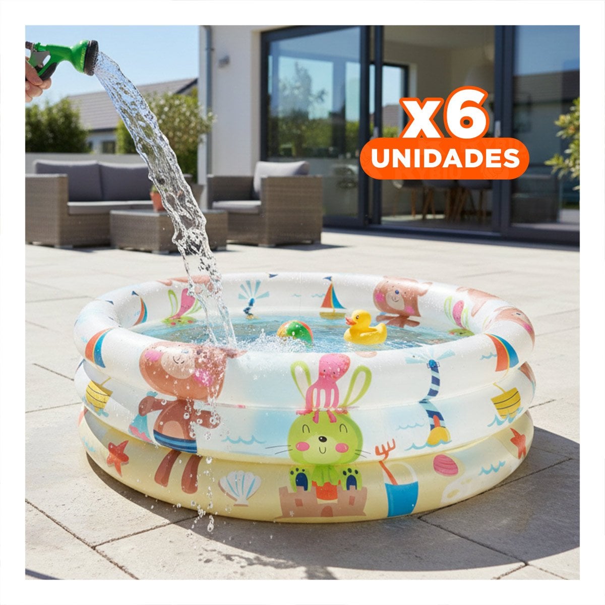 PACK6 ESPACIO FAMILIAR INFLABLE CON OSITOS PARA AGUA Y+REGALO STICKER - 1