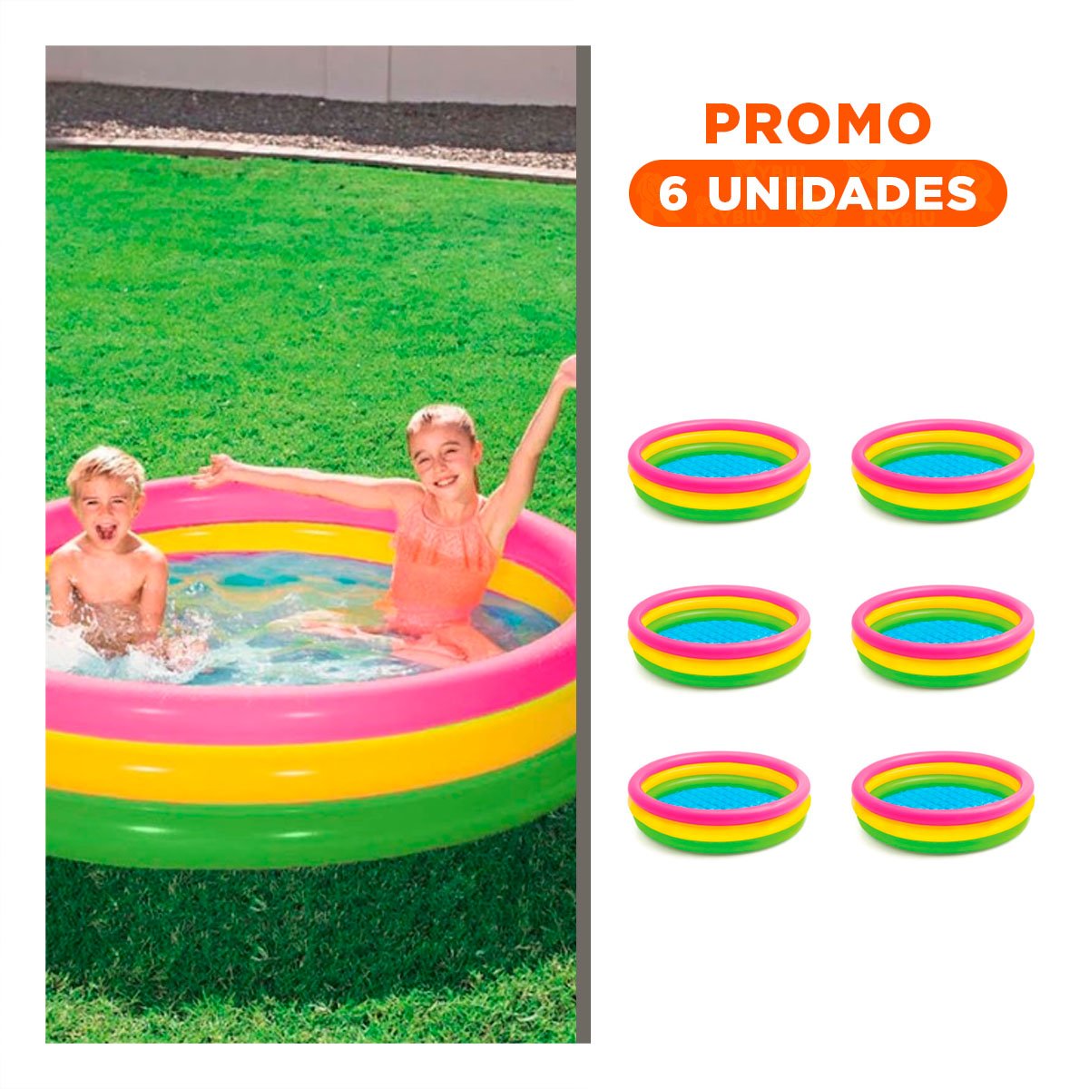 PACK6 ZONA ACUATICA ARCOIRIS INFLABLE INFANTIL 147 X 33 CM PARA NINOS - 1