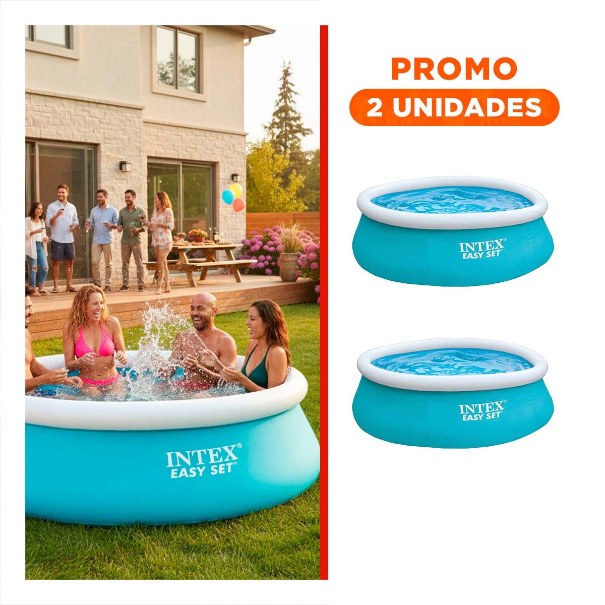PACK2 CONCEPTO INFLABLE REDONDO CON BORDE COMODO PARA CASA Y DIVERSION - 1