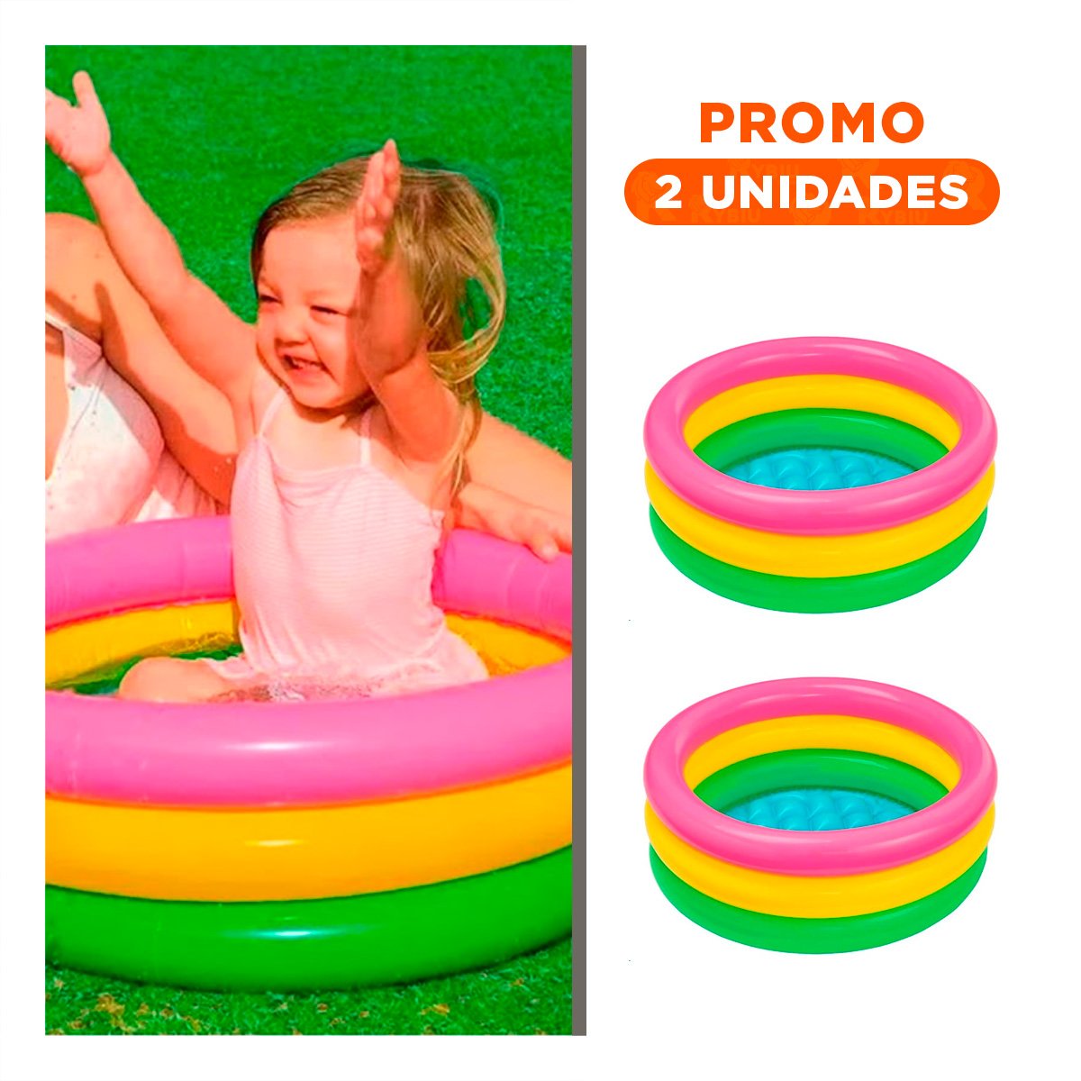 PACK2 AREA INFANTIL ARCOIRIS INFLABLE CON 86 X 25 CM PARA PATIO DEL HOGAR - 1
