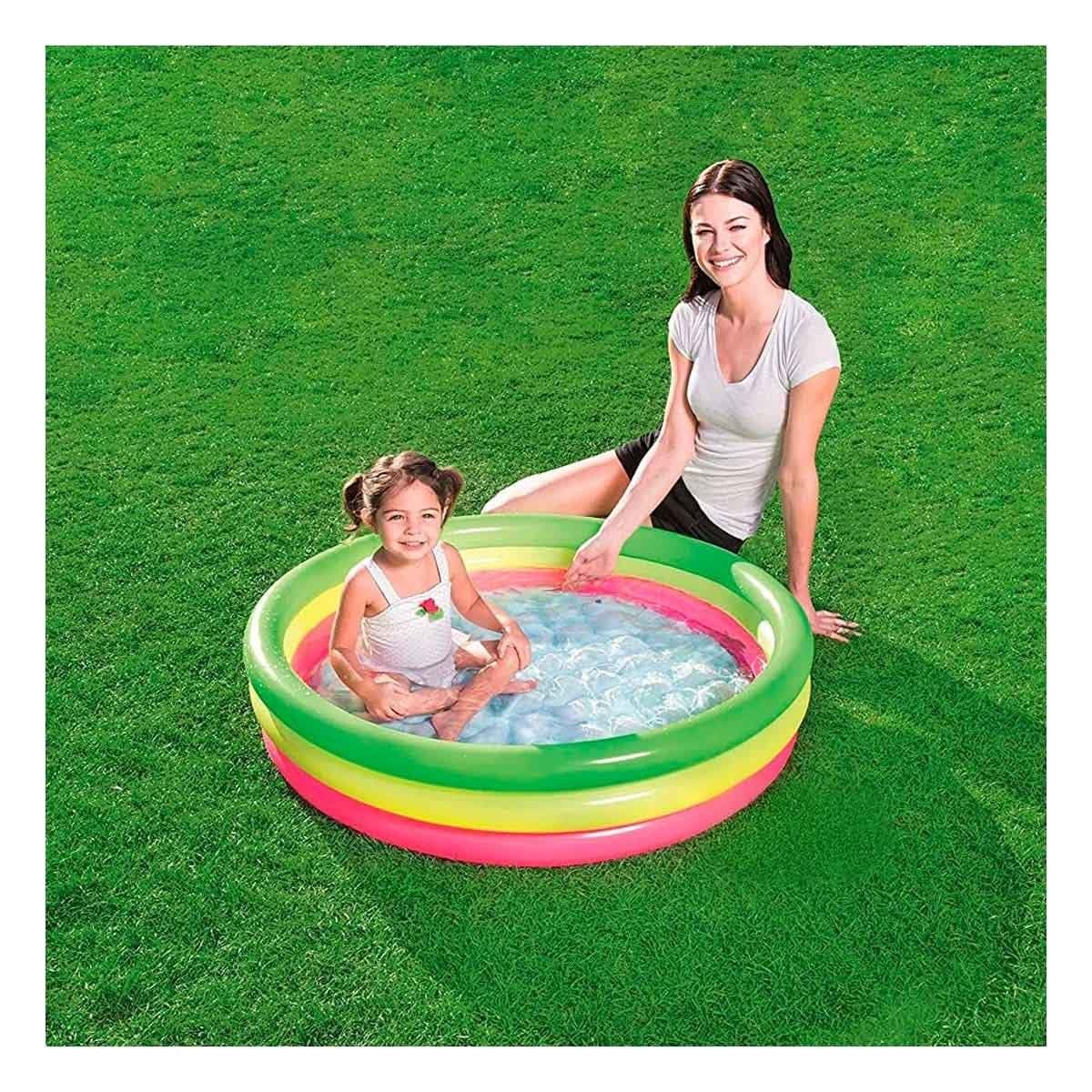 PACK4 PISCINA FAMILIAR INFANTIL ARCOIRIS 1.02 X 25 CM PARA PATIO DEL HOGAR - 3