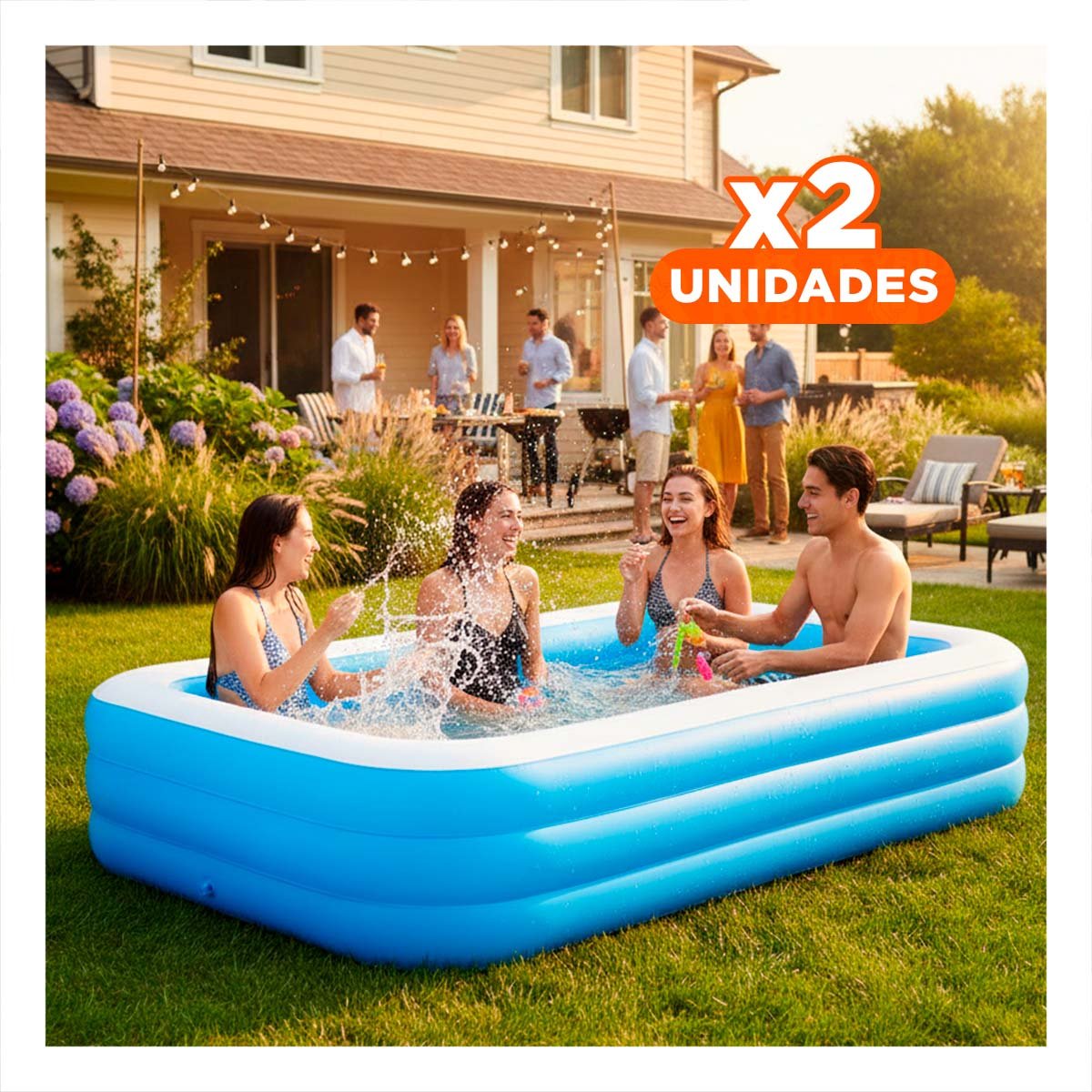 PACK2 CENTRO DE AGUA INFLABLE FAMILIAR PARA JARDIN Y HOGAR CON USO DIARIO Y+REGALO STICKER - 1