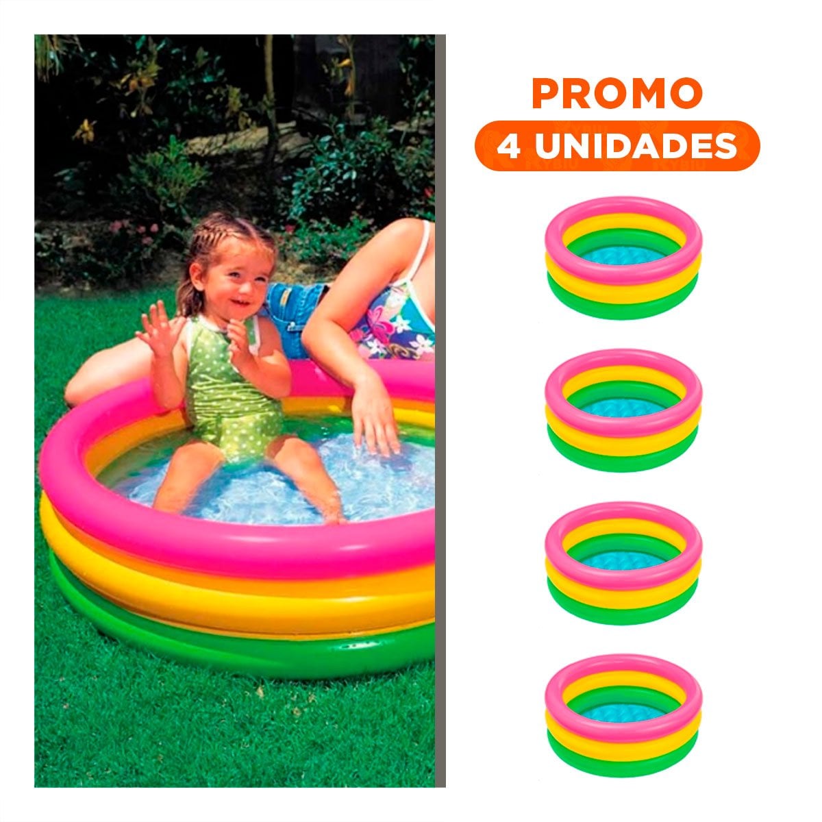 PACK4 CENTRO DE JUEGOS ARCOIRIS INFLABLE INFANTIL 86 X 25 CM PARA NINOS Y+REGALO STICKER - 1