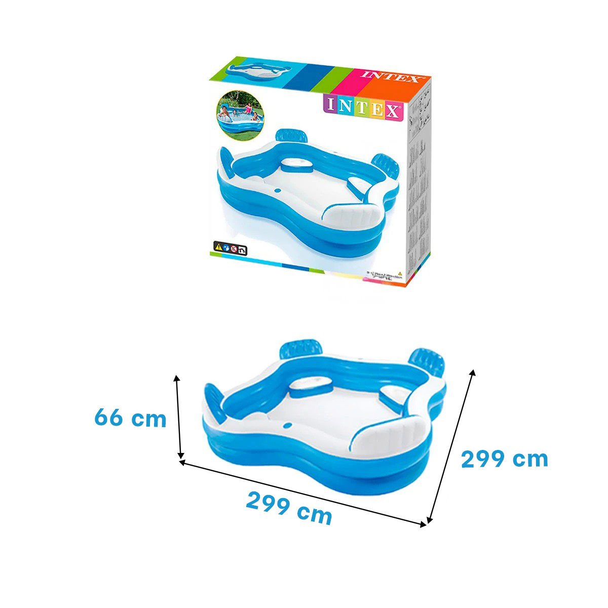 PACK2 PILETA CON ASIENTOS 229 X 299 X 66 CM PARA JARDIN Y+PAPEL REGALO - 4