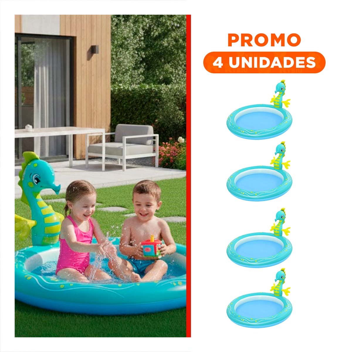 PACK4 BANERA INFLABLE CABALLITO DE MAR PARA CASA EXTERIOR CON ESTILO MARINO Y+REGALO STICKER - 1