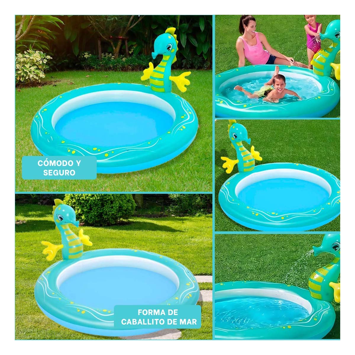 PACK4 BANERA INFLABLE CABALLITO DE MAR PARA CASA EXTERIOR CON ESTILO MARINO Y+REGALO STICKER - 2