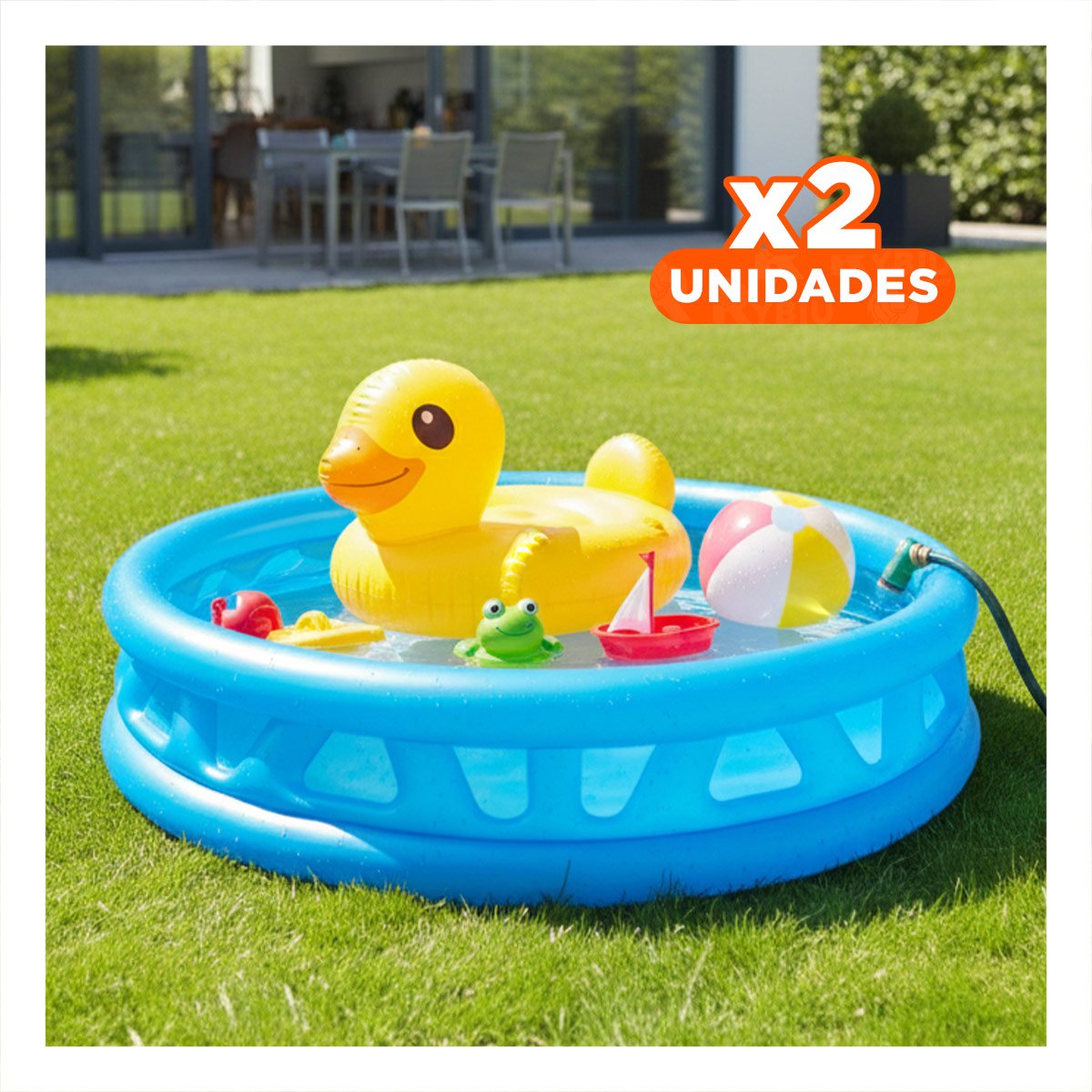 PACK2 TINA INFLABLE PARA EXTERIOR CON FORMA REDONDA Y DISENO PRACTICO Y+REGALO STICKER - 1