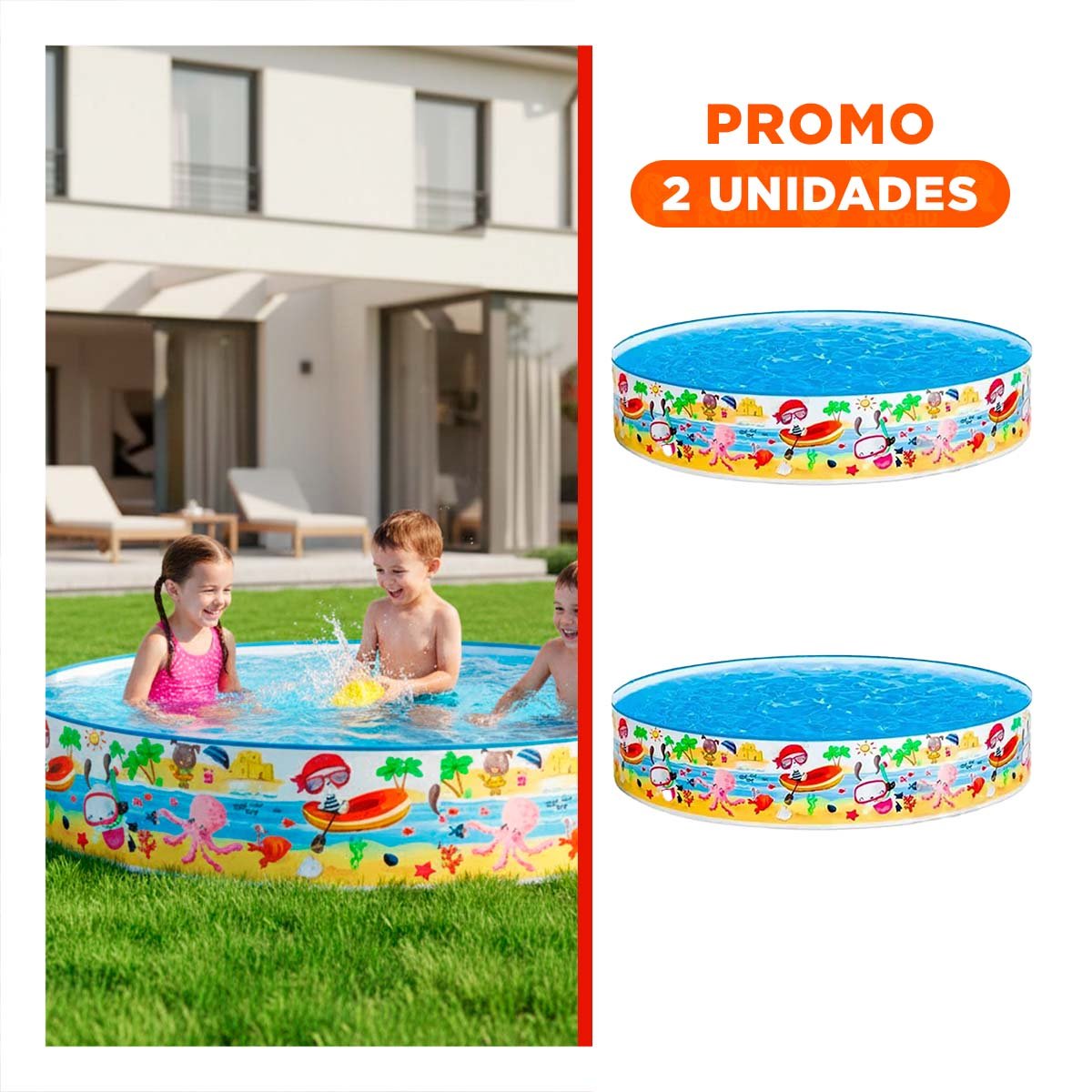 PACK2 ESTANQUE FAMILIAR OCEANO PARA RECREACION EN HOGAR Y TERRAZA - 1