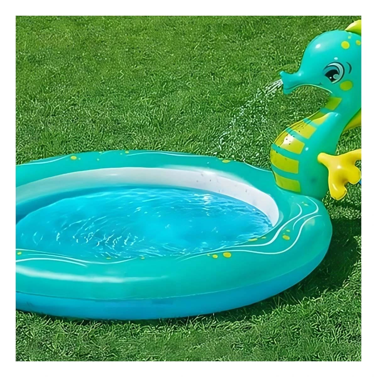 PACK4 PILETA INFLABLE CABALLITO DE MAR PARA CASA Y PATIO CON DISENO MARINO - 2