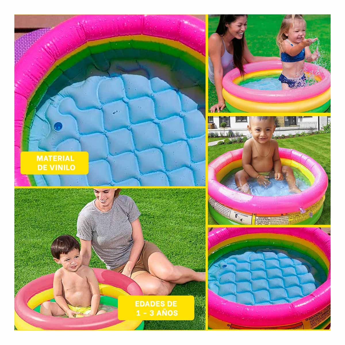 PACK4 ZONA DE AGUA CIRCULAR ARCOIRIS 61 X 22 CM PARA USO INFANTIL DIARIO Y+REGALO STICKER - 2
