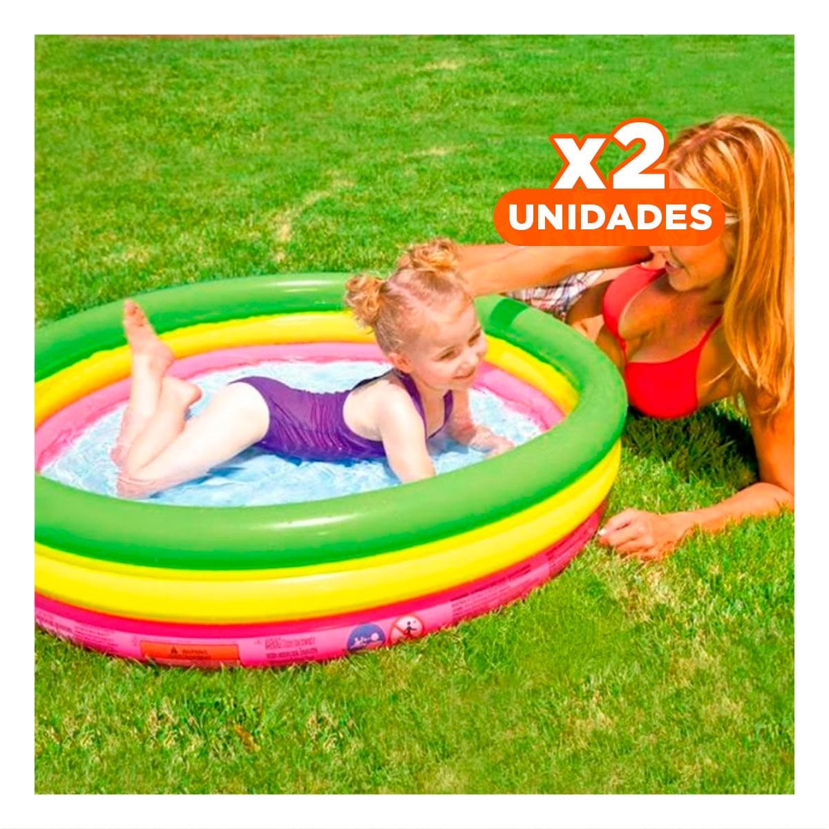 PACK2 ESPACIO DE JUEGOS DE AGUA INFANTIL ARCOIRIS 1.52 X 30 CM PARA NINOS Y+REGALO STICKER - 1