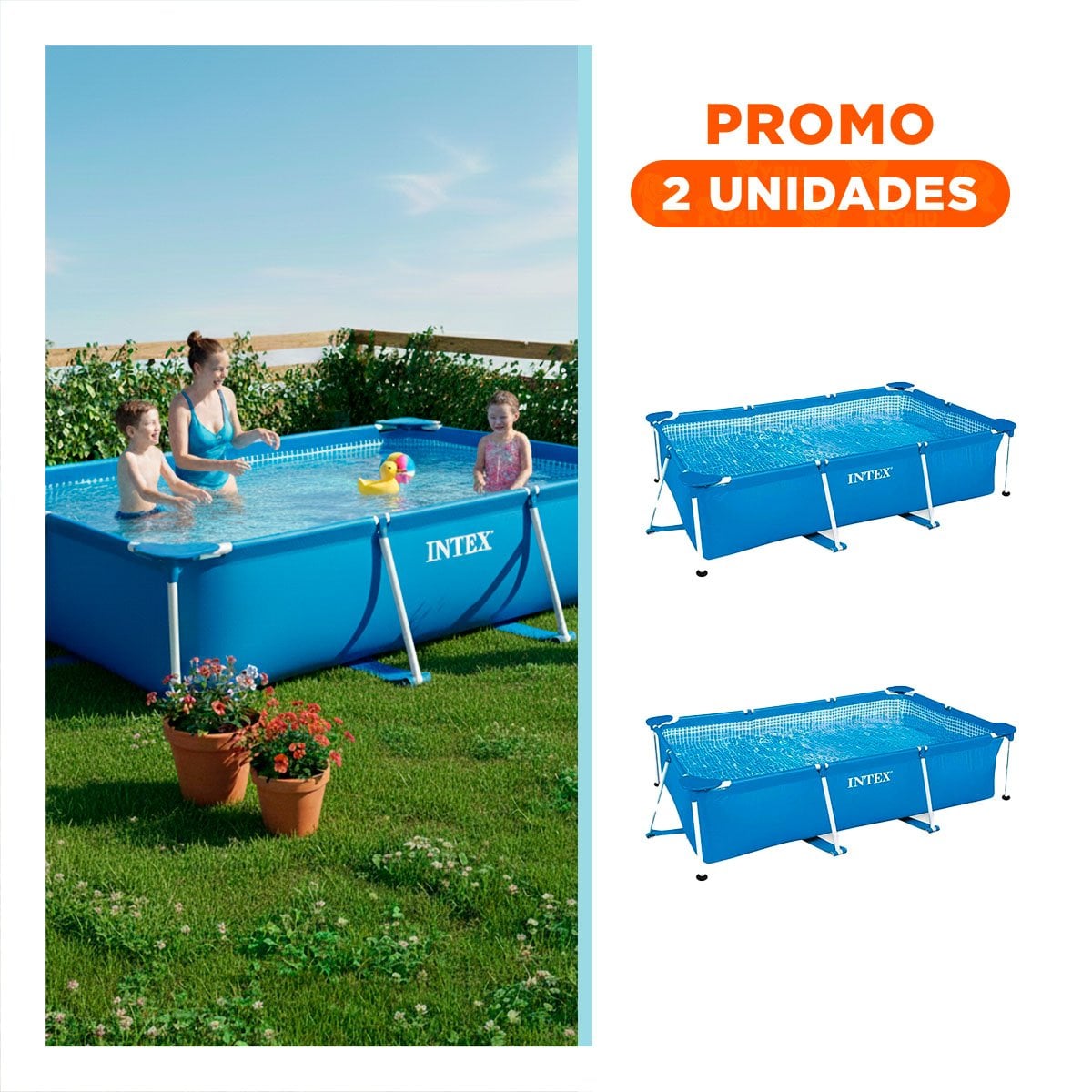 PACK2 TANQUE RECREATIVO RECTANGULAR PARANTE 300X200X75CM PARA PATIO EXTERIOR - 1