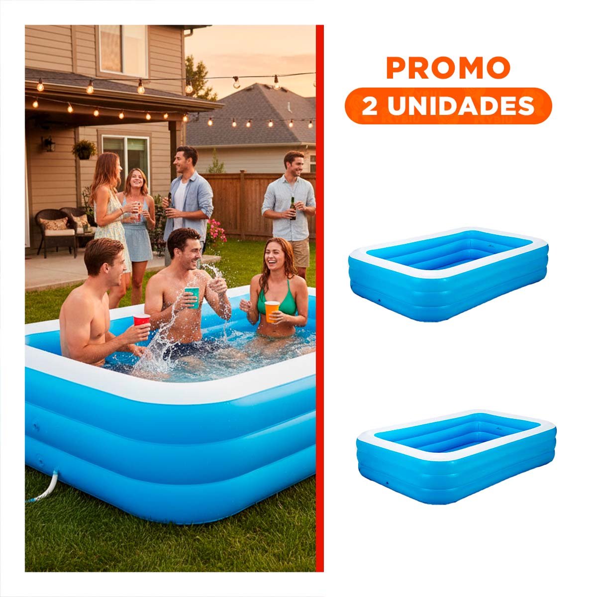 PACK2 ESTRUCTURA ACUATICA INFLABLE FAMILIAR PARA JARDIN Y HOGAR CON DISENO ESTABLE - 1