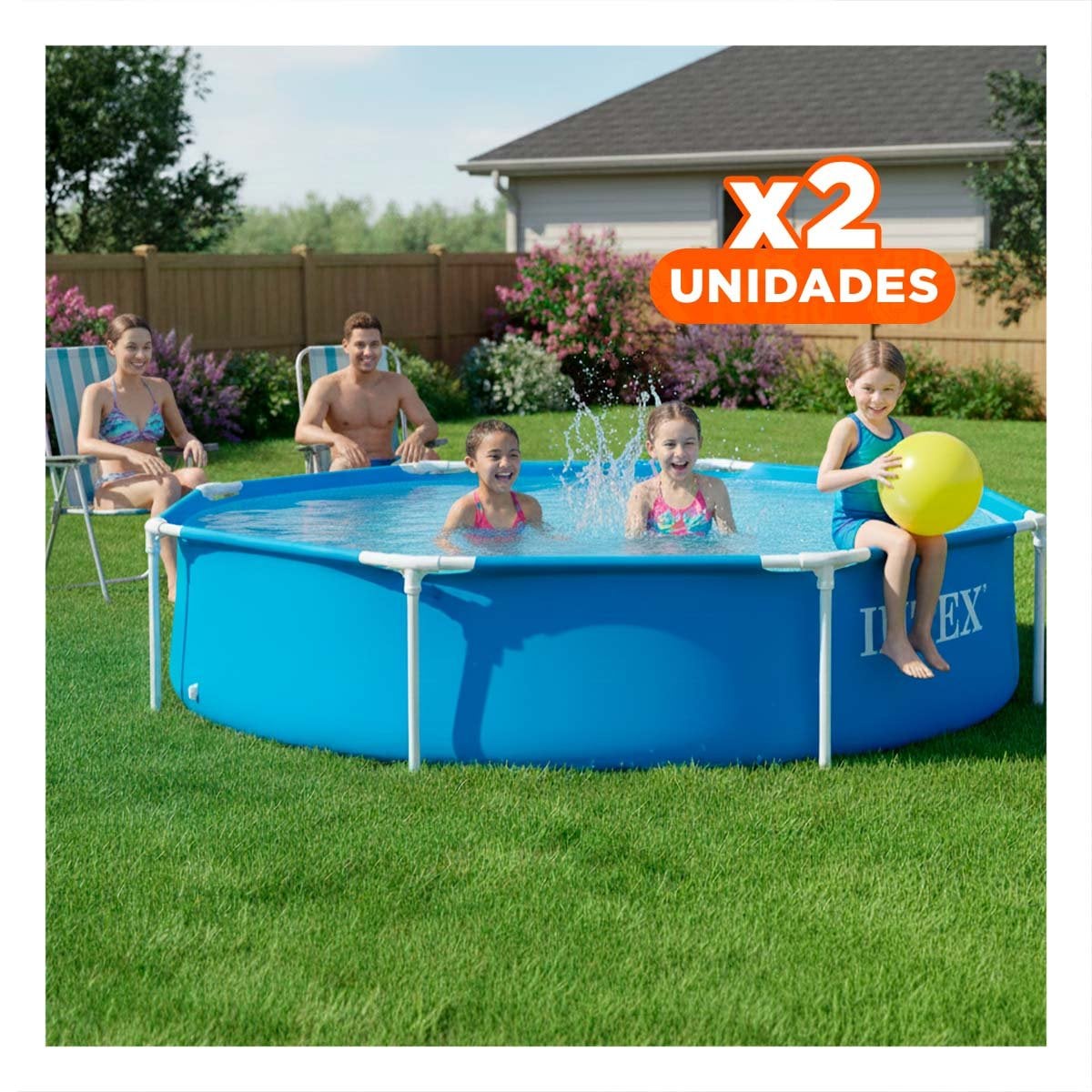 PACK2 PISCINA REDONDA PARA ENTRETENIMIENTO FAMILIAR 244 X 51 CM Y+REGALO STICKER - 1