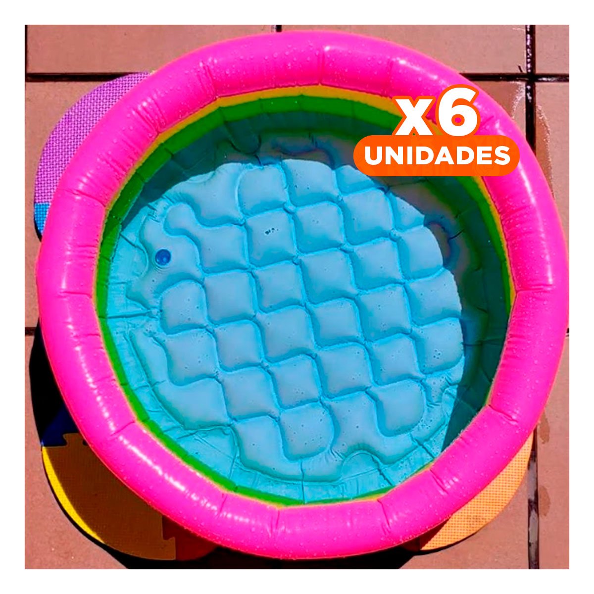 PACK6 ZONA DE AGUA REDONDA INFANTIL ARCOIRIS 61 X 22 CM SEGURA Y+REGALO STICKER - 1