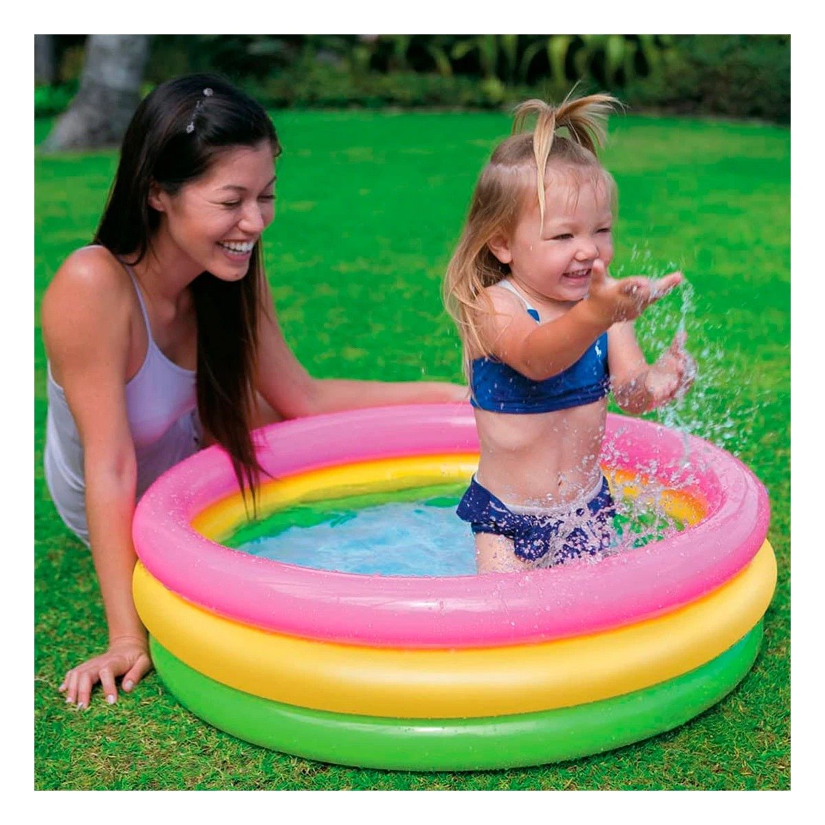 PACK12 PISCINA INFANTIL ARCOIRIS 61 X 22 CM PARA CENTRO DE AGUA FAMILIAR Y+REGALO STICKER - 3