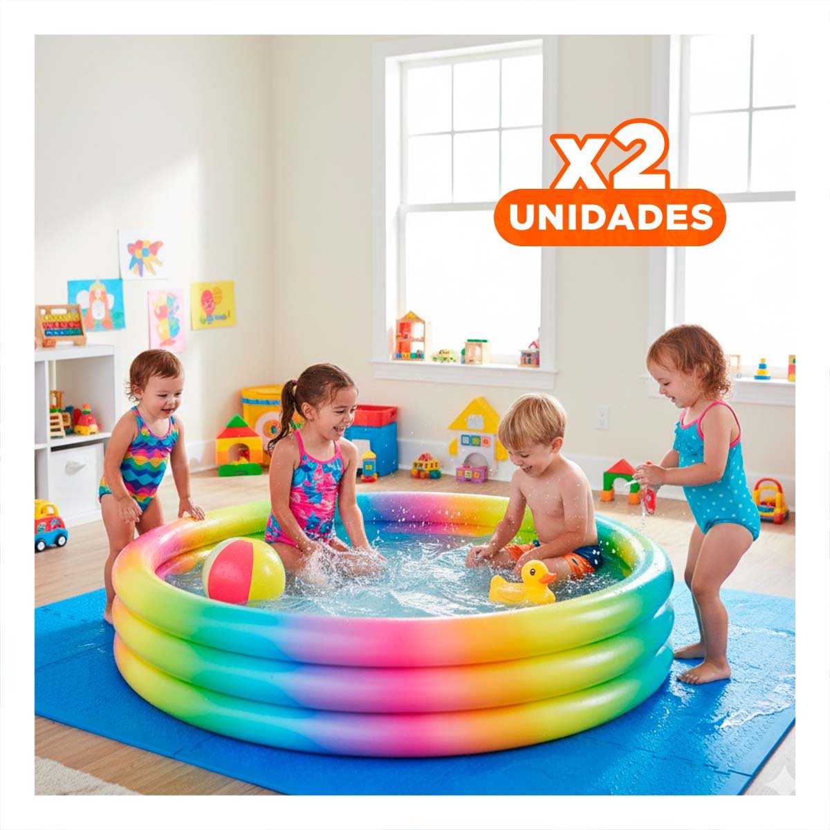 PACK2 ZONA ACUATICA DE COLORES 147 X 33 CM INFLABLE PARA DIVERSION Y+REGALO STICKER - 1