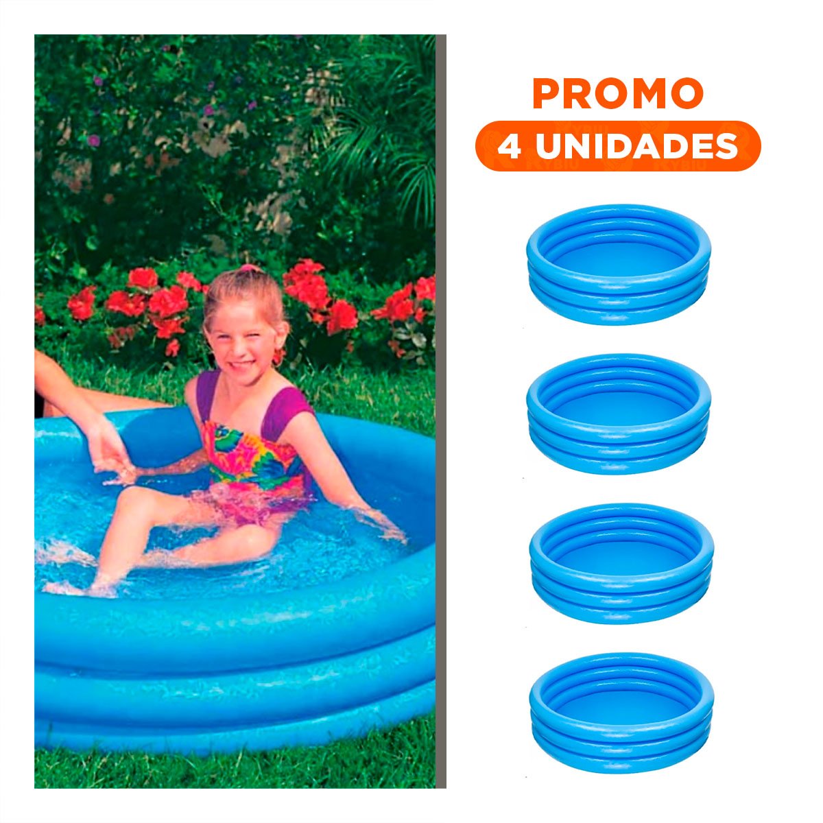 PACK4 CENTRO ACUATICO AZUL CRISTAL INFANTIL 114 X 25 CM PARA USO DIARIO Y+REGALO STICKER - 1