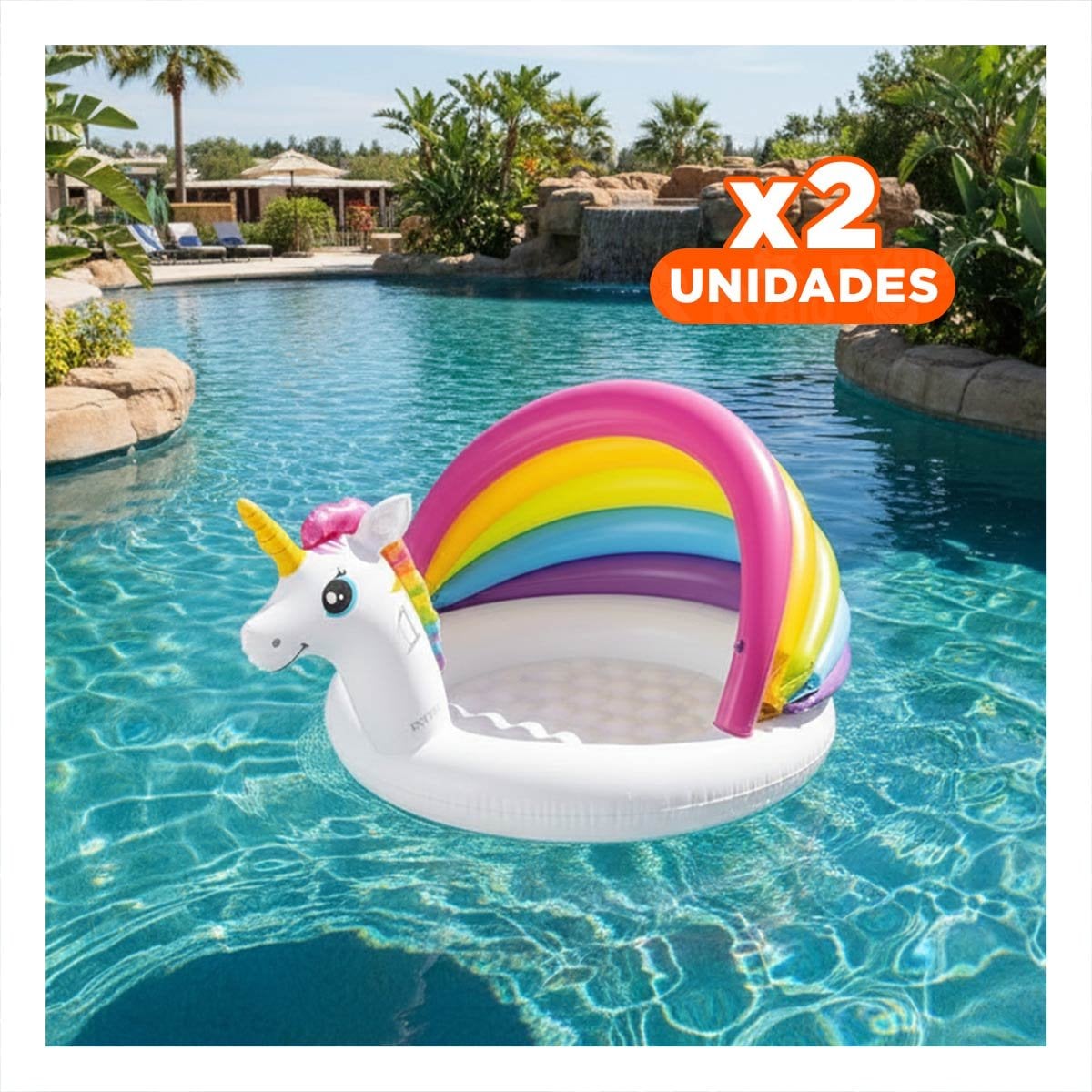 PACK2 ZONA DE AGUA BEBE UNICORNIO 1,27 X 1,02 X 69 CM INFLABLE PARA VERANO Y+REGALO STICKER - 1