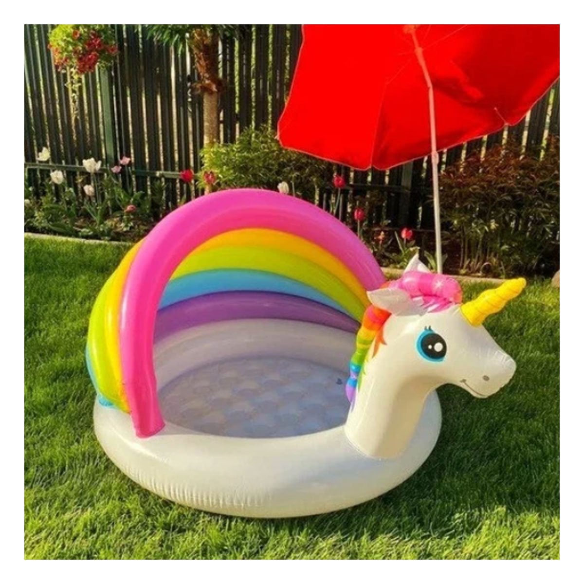 PACK2 ZONA DE AGUA BEBE UNICORNIO 1,27 X 1,02 X 69 CM INFLABLE PARA VERANO Y+REGALO STICKER - 3