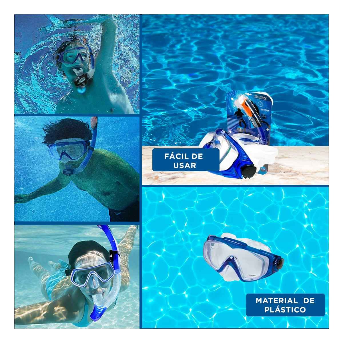 PACK4 KIT PARA BUCEO DE 2 PZ AZUL PARA EXPERIENCIA ACUATICA COMODA Y+REGALO STICKER - 2