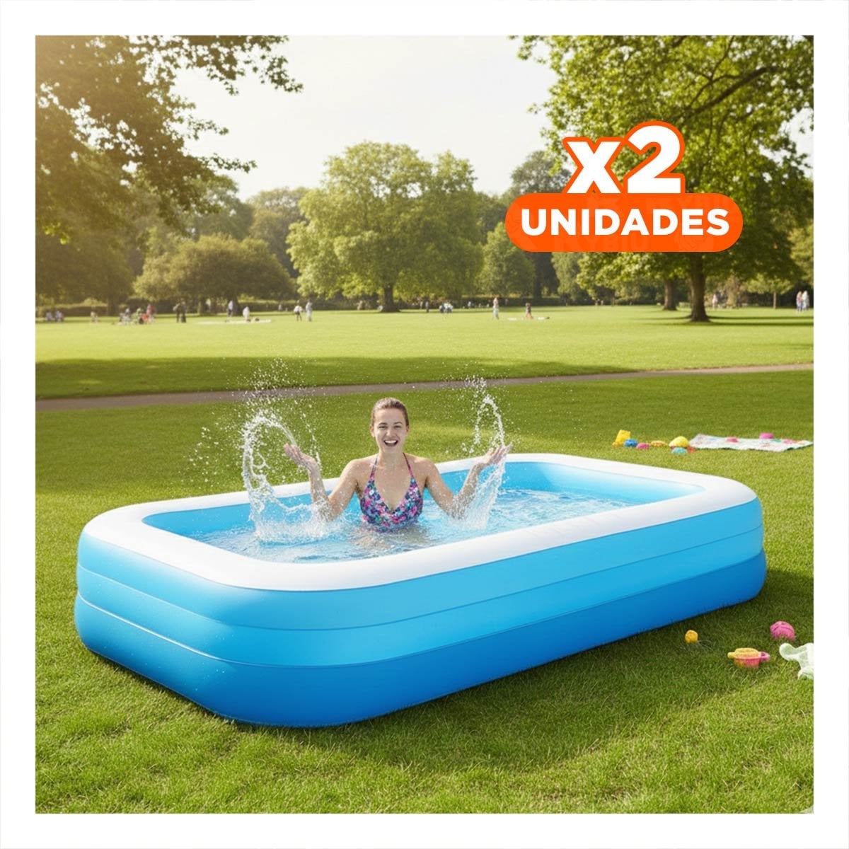 PACK2 TANQUE RECREATIVO RECTANGULAR RESISTENTE 305X183X56CM HOGAR PLUS Y+REGALO STICKER - 1
