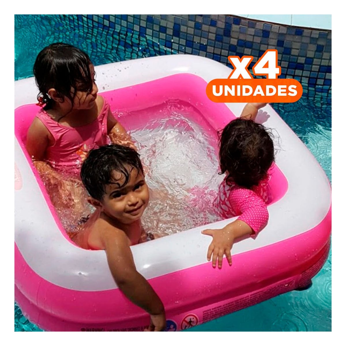 PACK4 CHAPOTEADERO INFANTIL ACOLCHADO 85X85X23CM ROSADO PARA DIVERSION - 1