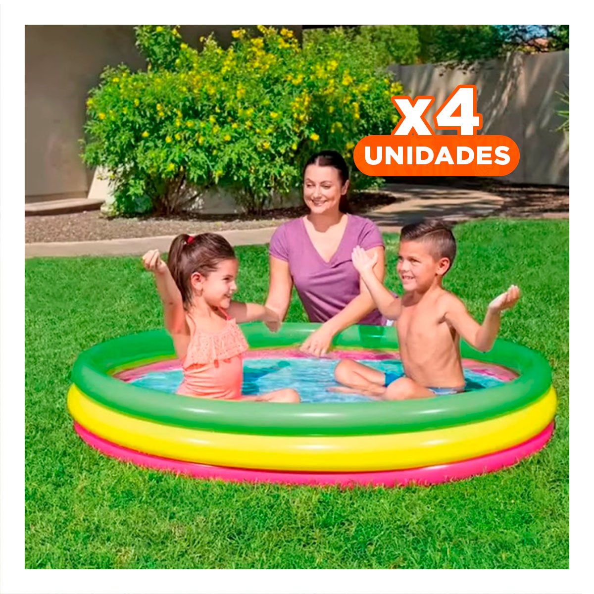 PACK4 PISCINA FAMILIAR INFANTIL ARCOIRIS 1.52 X 30 CM PARA PATIO DEL HOGAR - 1