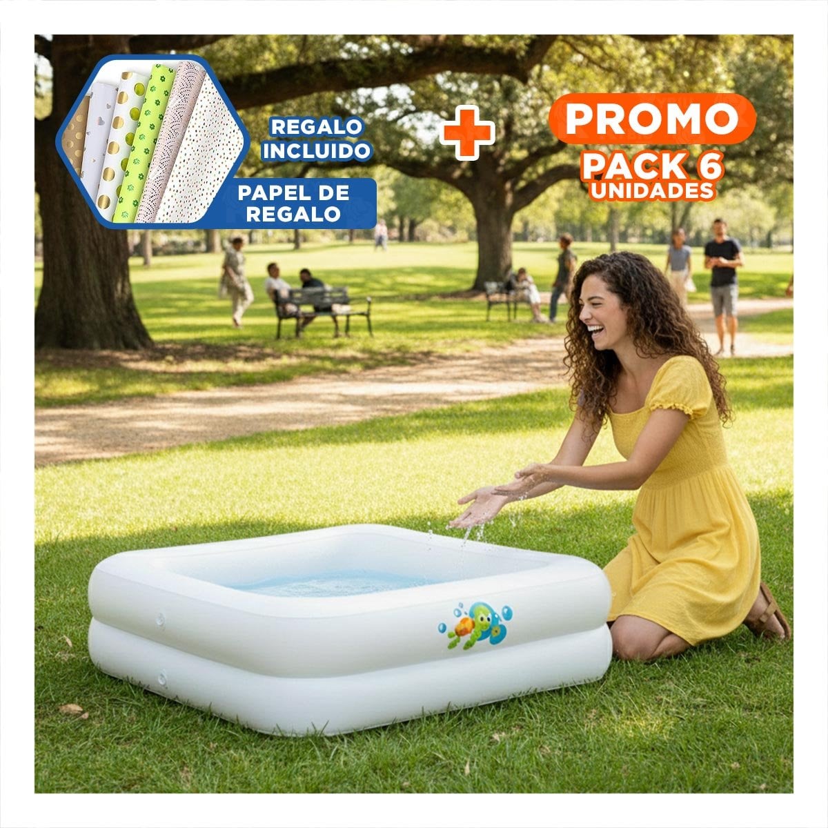 PACK6 AREA RECREATIVA DE AGUA 86X86X25 CM FUNCIONAL PARA ESPACIOS REDUCIDOS Y+PAPEL REGALO - 1