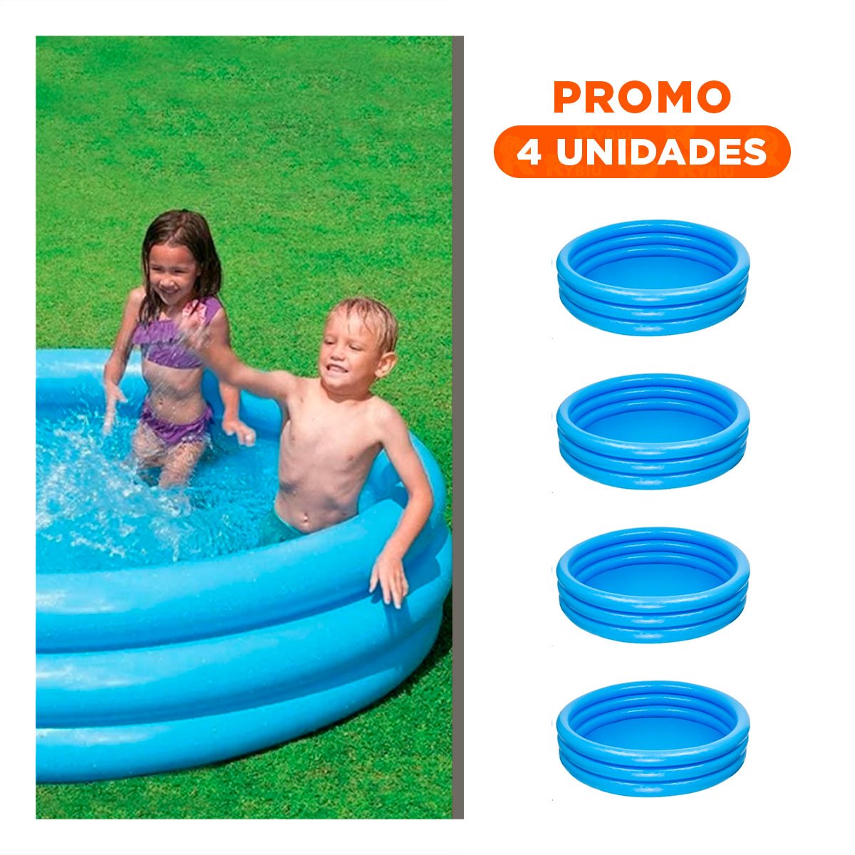 PACK4 ZONA DE AGUA AZUL CRISTAL 147 X 33 CM PARA PATIO HOGAR Y DIVERSION Y+REGALO STICKER - 1