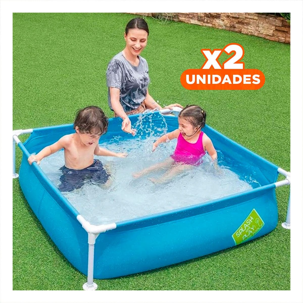 PACK2 CHAPOTEADERO DESMONTABLE PARA NINOS 1,22 X 1,22 X 30 CM PARA JUEGOS Y+REGALO STICKER - 1