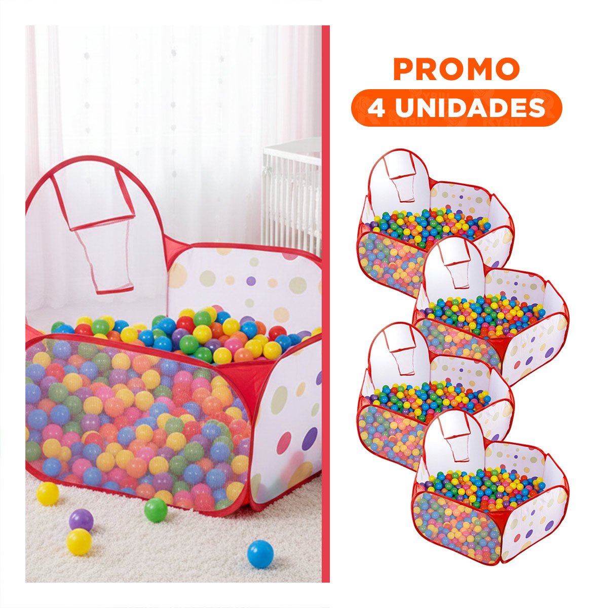 PACK4 CORRAL INFANTIL DE PELOTAS PARA CASA Y HOGAR CON DISENO FESTIVO Y+REGALO STICKER - 1
