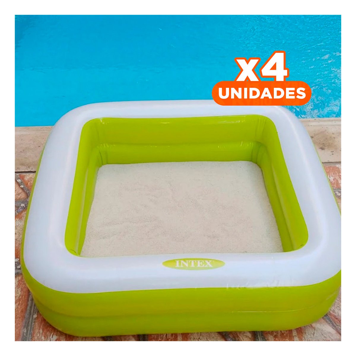 PACK4 PISCINETA DE AGUA ACOLCHADA 85X85X23CM VERDE PARA NINOS - 1