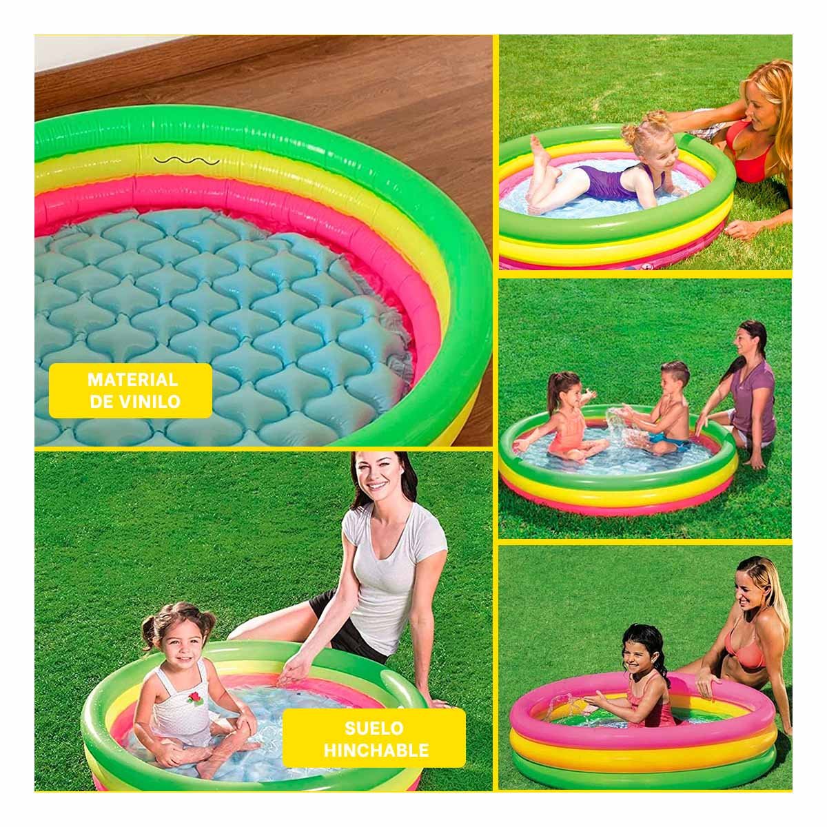 PACK4 PISCINA INFANTIL DE AGUA ARCOIRIS 1.02 X 25 CM PARA JUEGOS DIARIOS Y+REGALO STICKER - 2