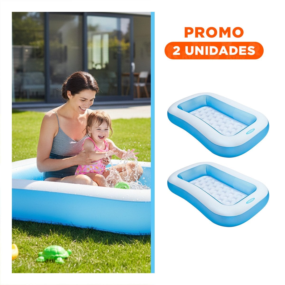 PACK2 TANQUE RECREATIVO RECTANGULAR 168X100X28 CM PARA PATIO EXTERIOR PLUS - 1