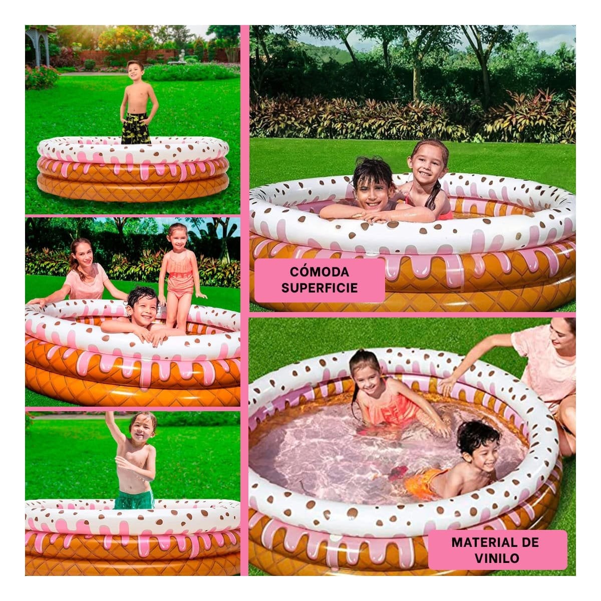 PACK4 RECREATIVA INFLABLE CON IMAGEN HELADO PARA PATIO Y JARDIN FAMILIAR Y+REGALO STICKER - 2