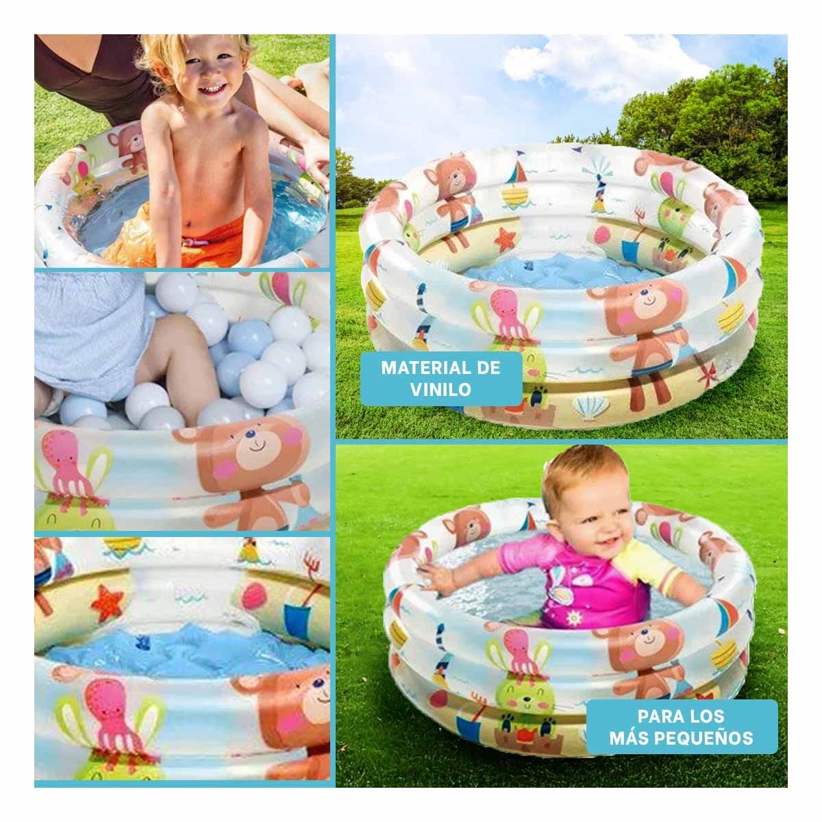 PACK2 CENTRO DE VERANO INFLABLE CON OSITOS PARA HOGAR Y+PAPEL REGALO - 3