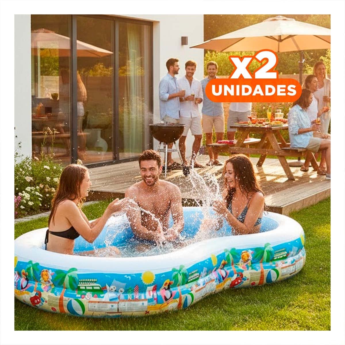 PACK2 SECTOR INFLABLE FAMILIAR PARA HOGAR Y JARDIN CON DISENO AMPLIO Y+REGALO STICKER - 1