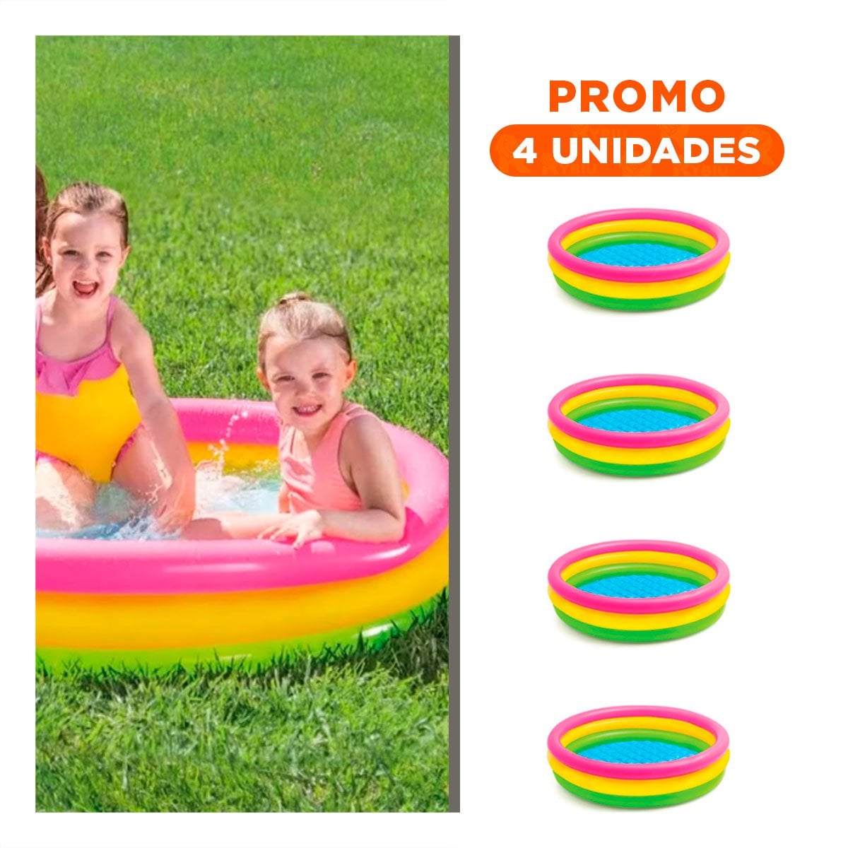 PACK4 MODULO DE JUEGOS ARCOIRIS INFLABLE INFANTIL 147 X 33 CM PARA AGUA Y+REGALO STICKER - 1