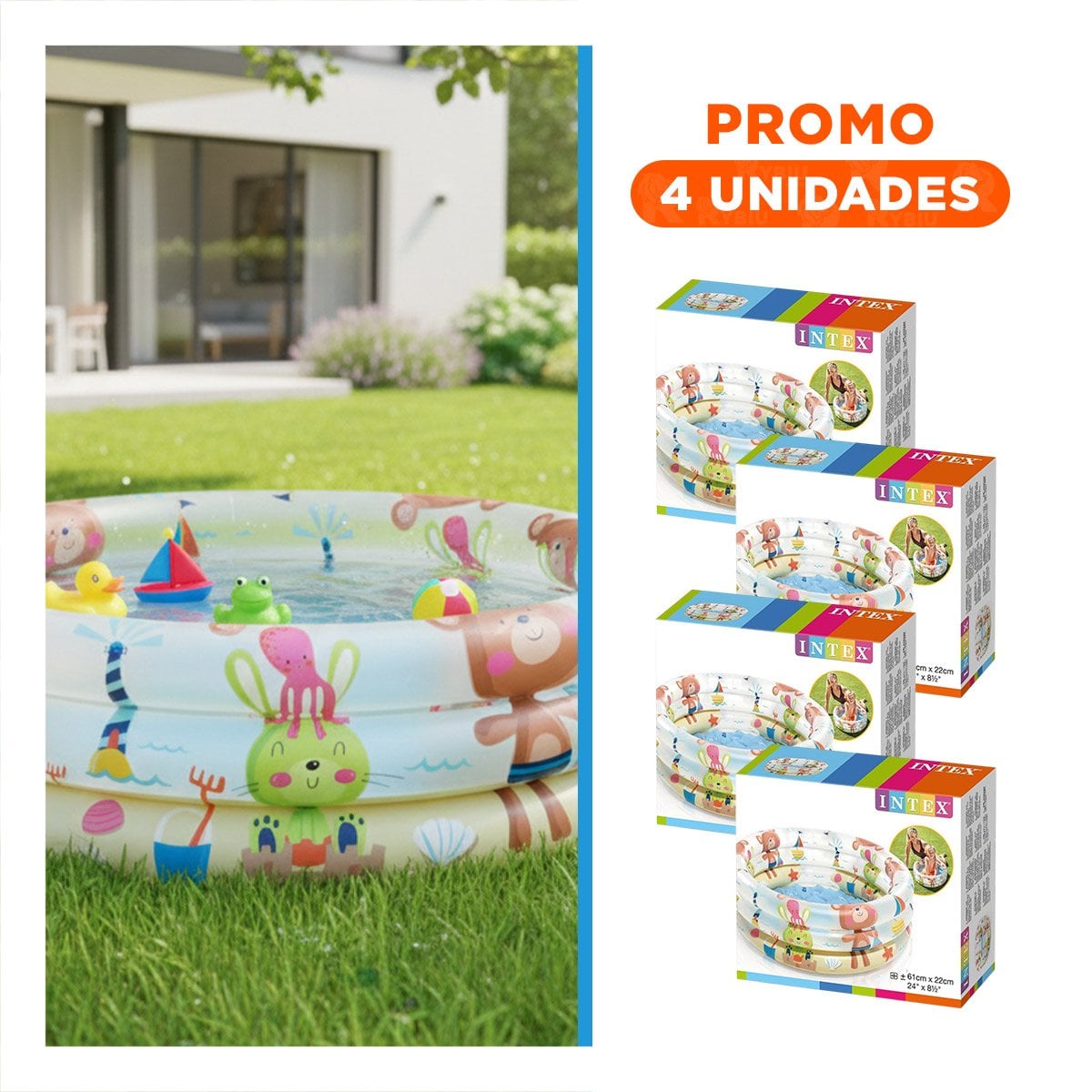 PACK4 AREA RECREATIVA INFLABLE CON OSITOS PARA VERANO Y+REGALO STICKER - 1