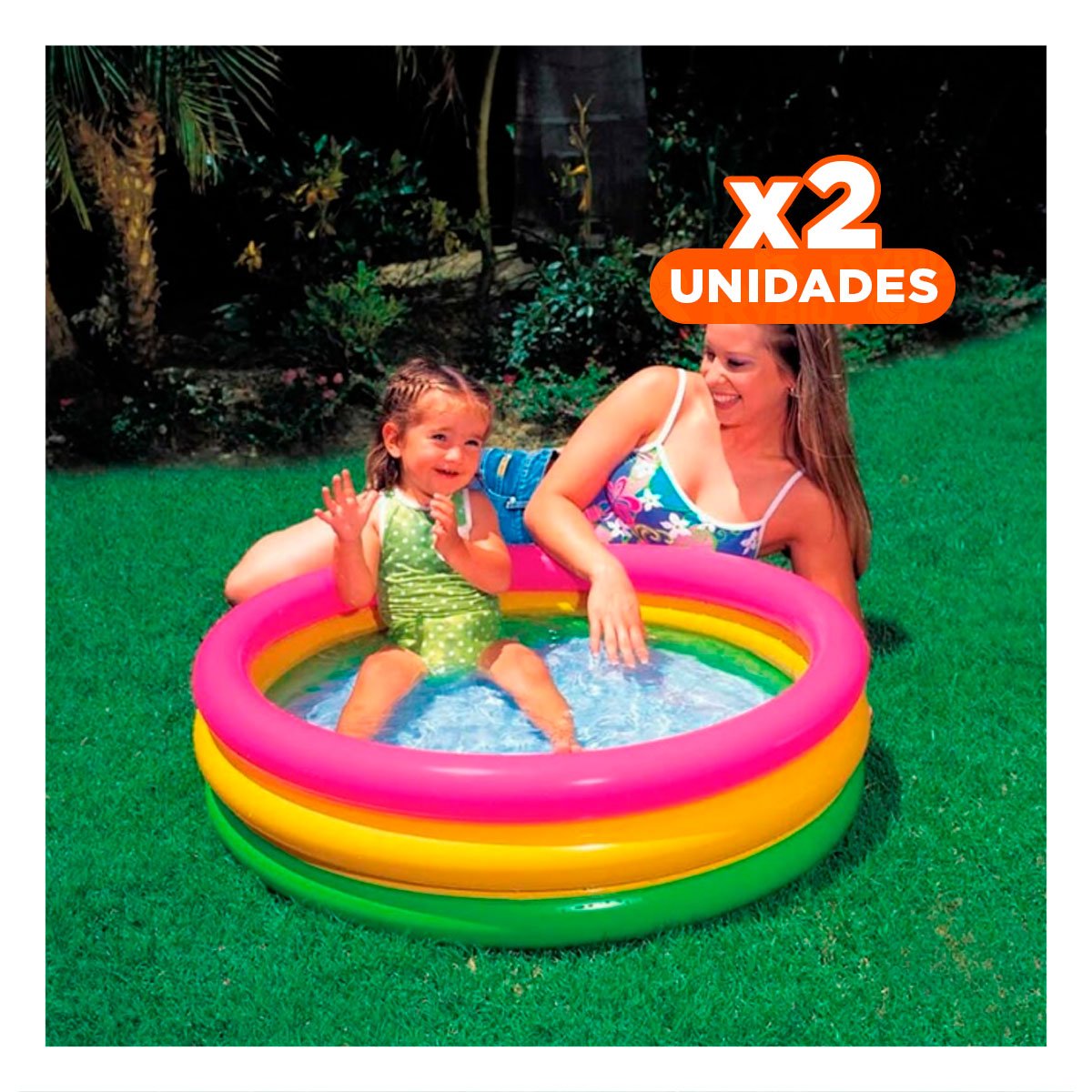 PACK2 AREA DE JUEGOS ARCOIRIS INFLABLE INFANTIL 86 X 25 CM PARA VERANO Y+REGALO STICKER - 1