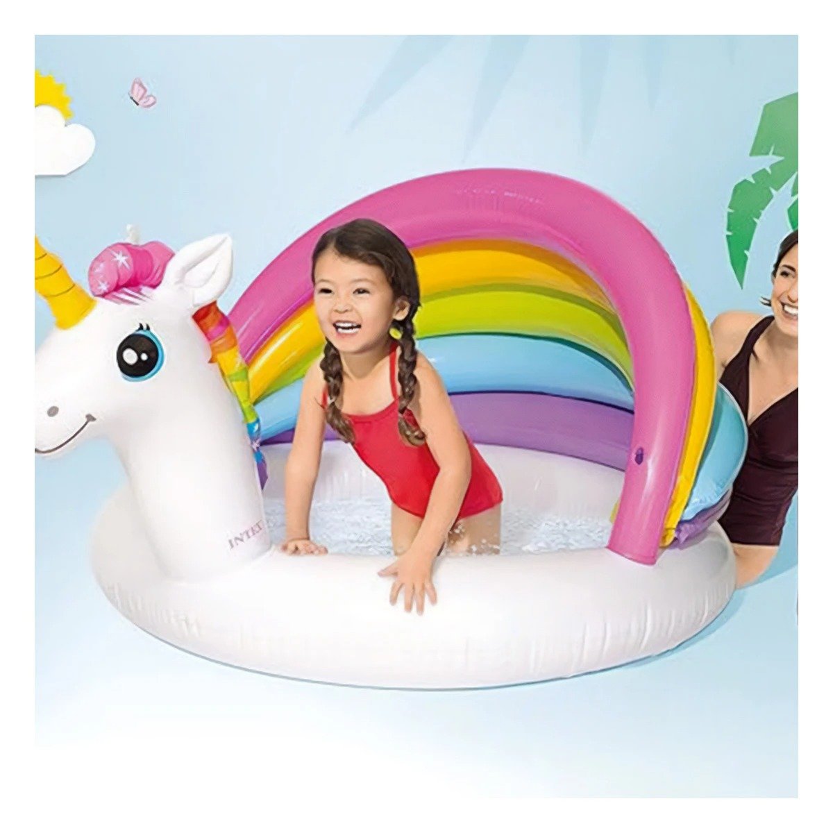 PACK4 CENTRO DE AGUA BEBE UNICORNIO 1,27 X 1,02 X 69 CM INFLABLE PARA VERANO Y+REGALO STICKER - 3