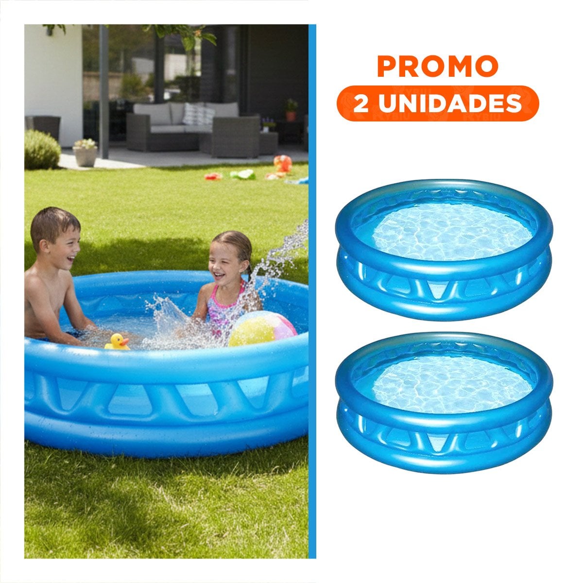 PACK2 PILETA INFLABLE PARA PATIO CON ESTRUCTURA ESTABLE Y DISENO CIRCULAR - 1