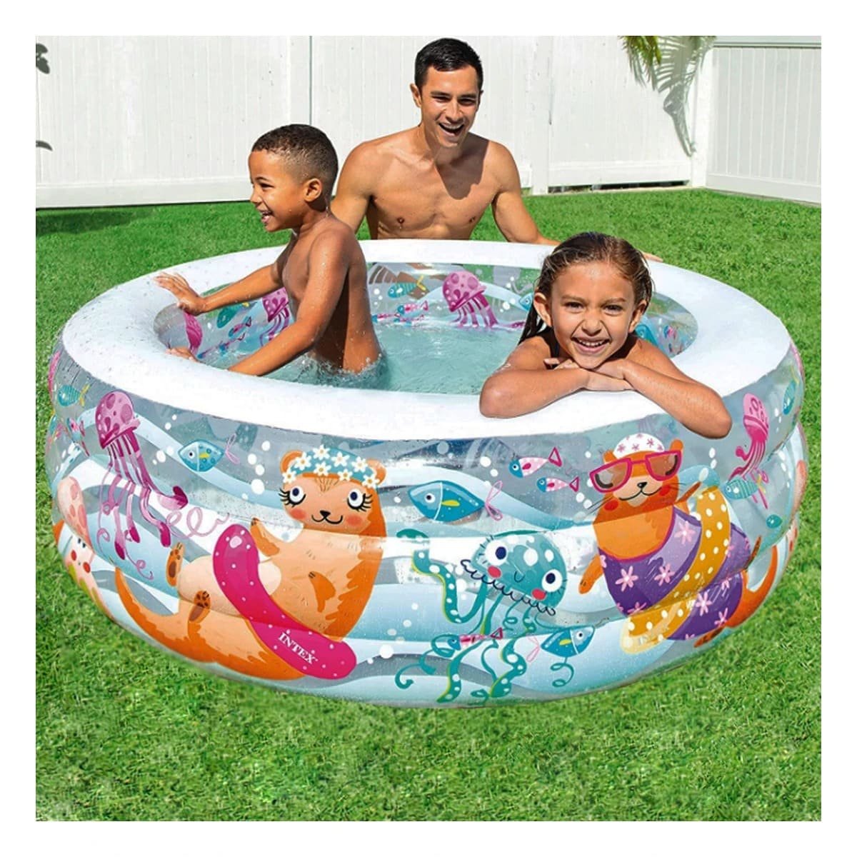 PACK2 PISCINA INFANTIL TEMATICA AMIGOS DEL MAR 163 X 107 X 46 CM PARA PATIO Y+PAPEL REGALO - 2