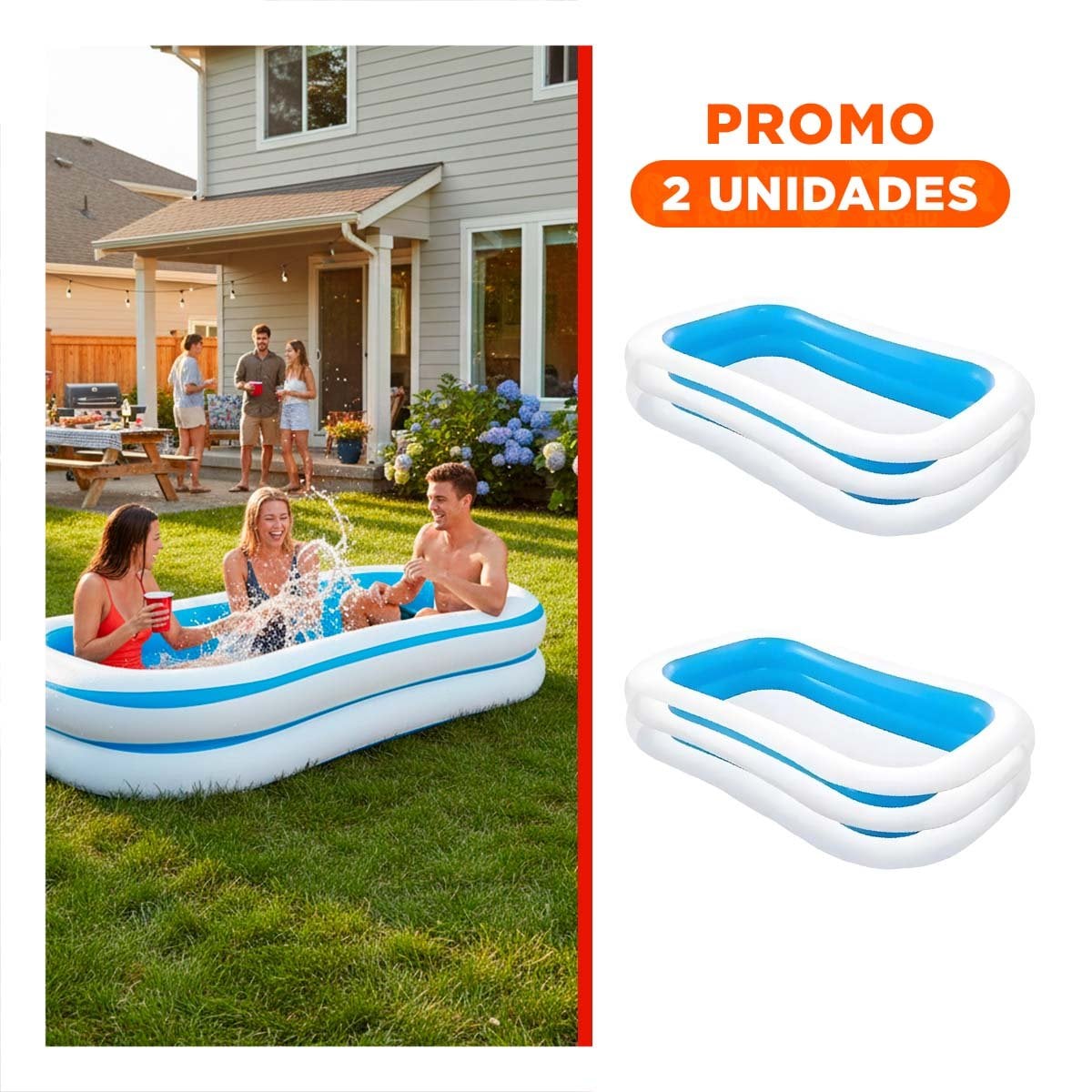 PACK2 ESTANQUE INFLABLE FAMILIAR PARA JARDIN Y HOGAR CON ESTILO COMODO Y RESISTENTE - 1